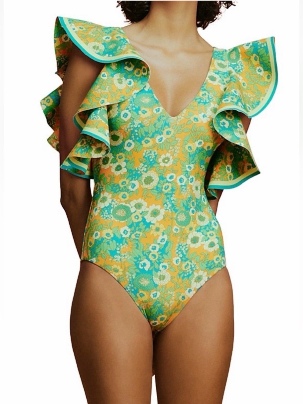 Alemais Women’s Cristina Ruffle One Piece Swimsuit, Multicolor Size XS Floral